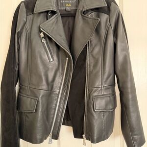 Bernardo Mixed Media Black Leather Jacket